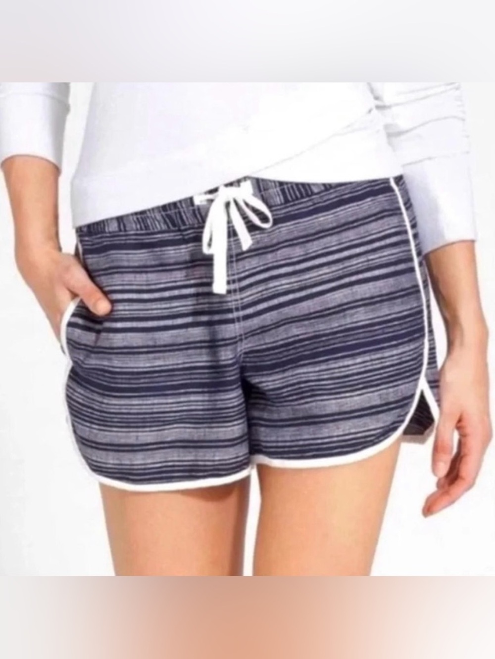*ATHLETA* Jacquard Sandbar Shortie Linen Shorts